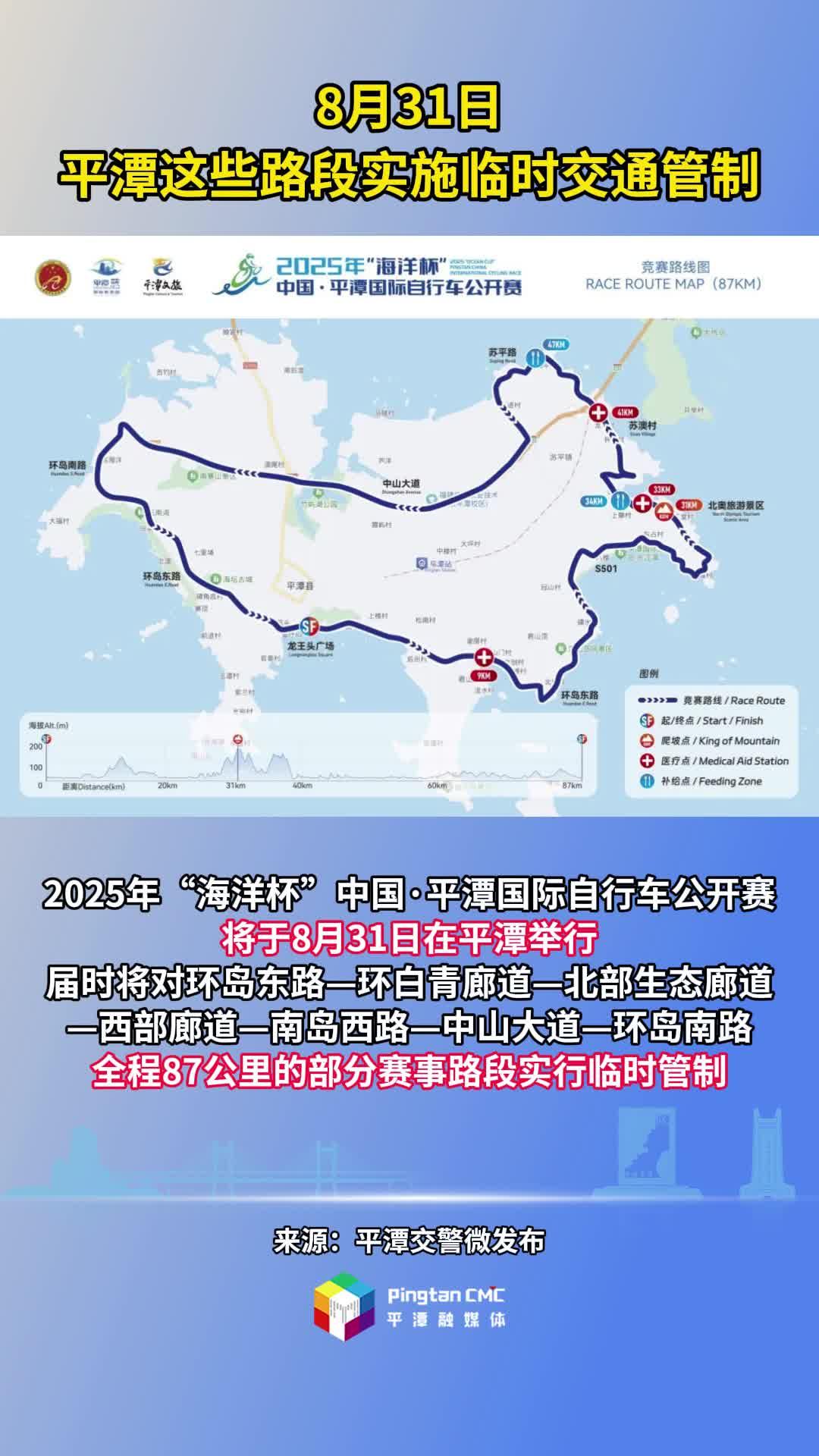 8月31日，平潭這些路段實施臨時交通管制